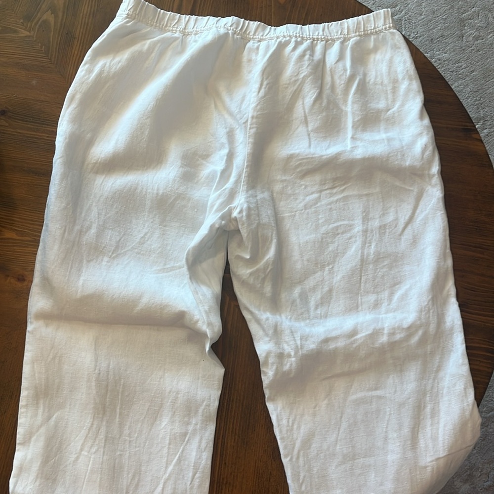 Kim Rogers Petite Fully Lined White Linen Pants with Partial Elastic Waist EUC - Picture 4 of 6